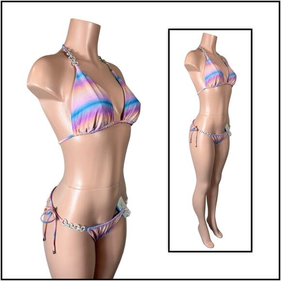 Beach Bunny Lover Triangle Top & Lover Tie Side Thong - Dawn Ombre $240 - Picture 9 of 12